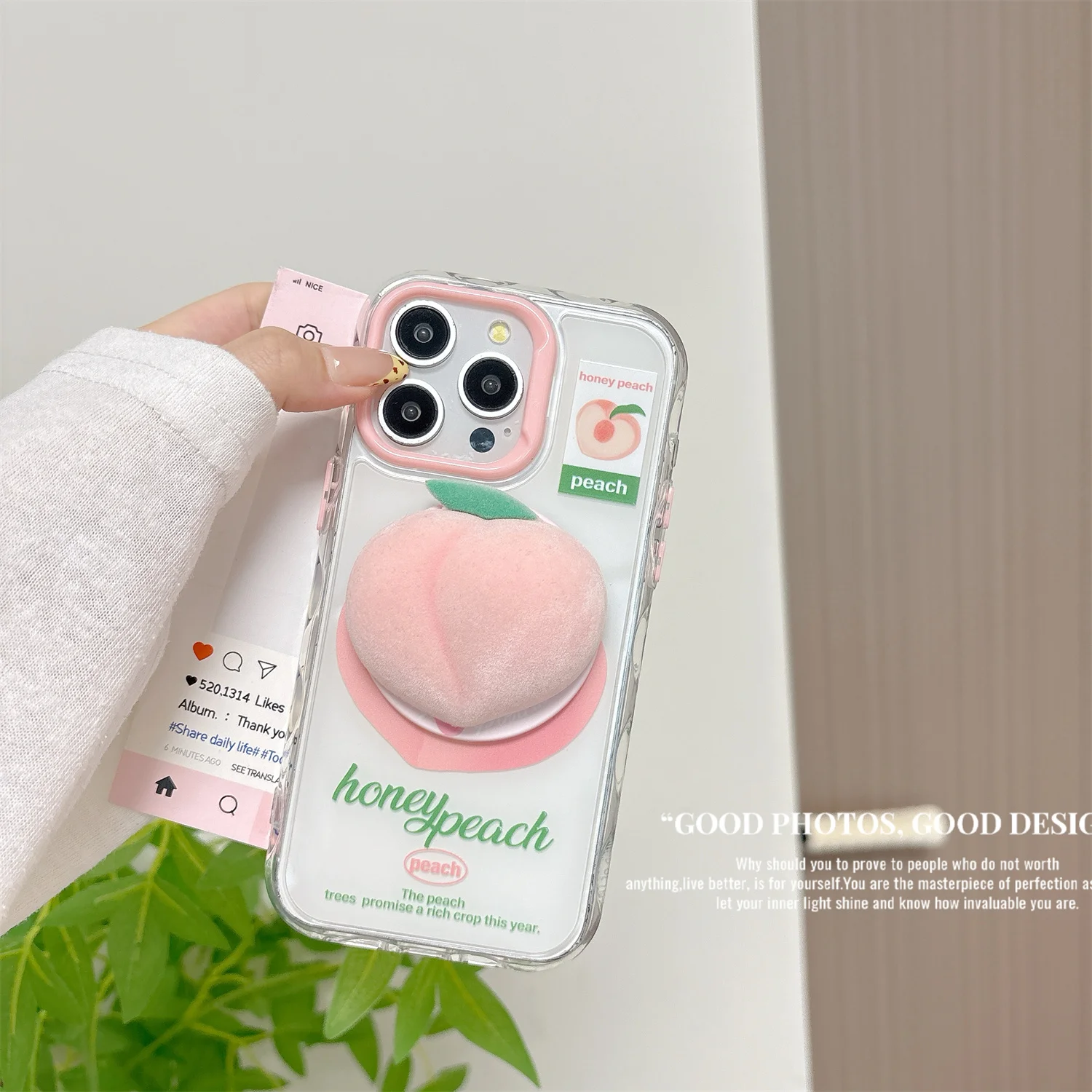

INS Style Peaches Simulation Realistic Magnetic Attraction Bracket Phone Case For iPhone 13 14 15 16 Pro Max Anti Drop Case