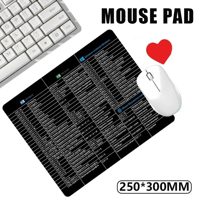 Russian Keyboard Shortcut Reference Mouse Pad With Non Slip Rubber Base Clear Office Shortcuts Print For Home Office Workers