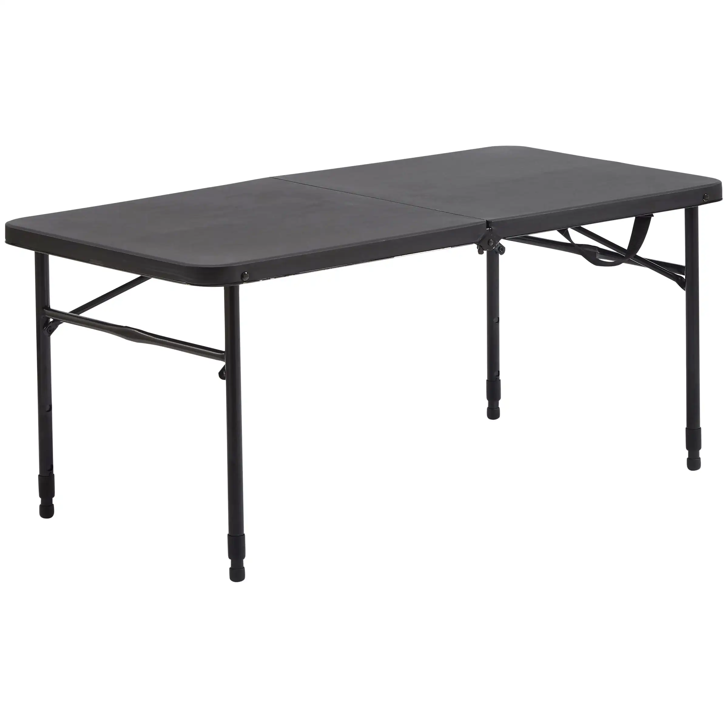 

Mainstays 40"L x 20"W Plastic Adjustable Height Fold-in-Half Folding Table, Rich Black