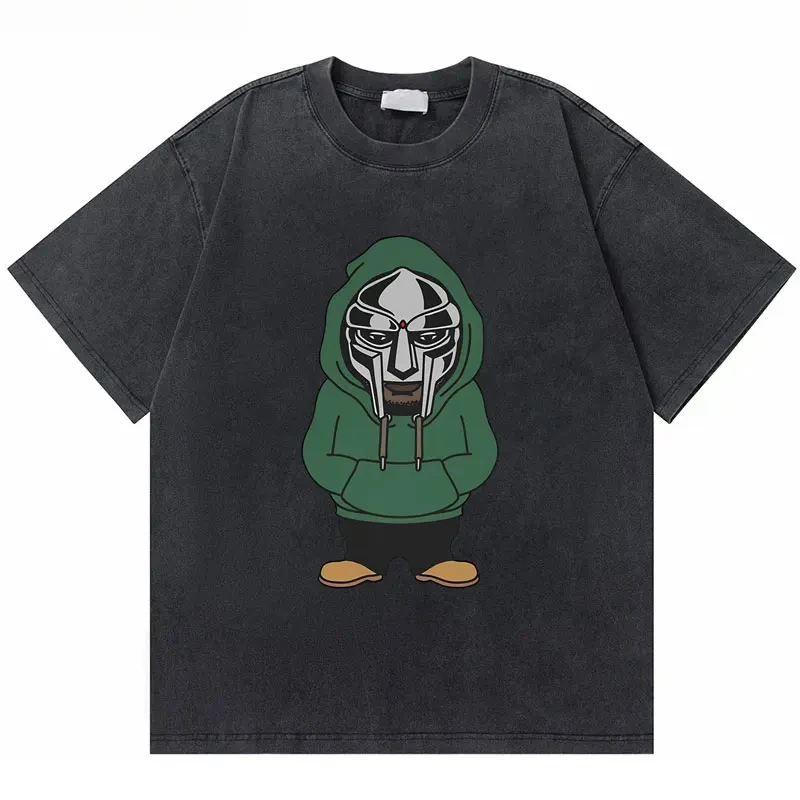 Male Fashion Hip Hop Tshirt Men Women Casual Loose Oversized T-shirts Rapper Mf Doom Madlib Madvillain Washed Vintage Streetwear