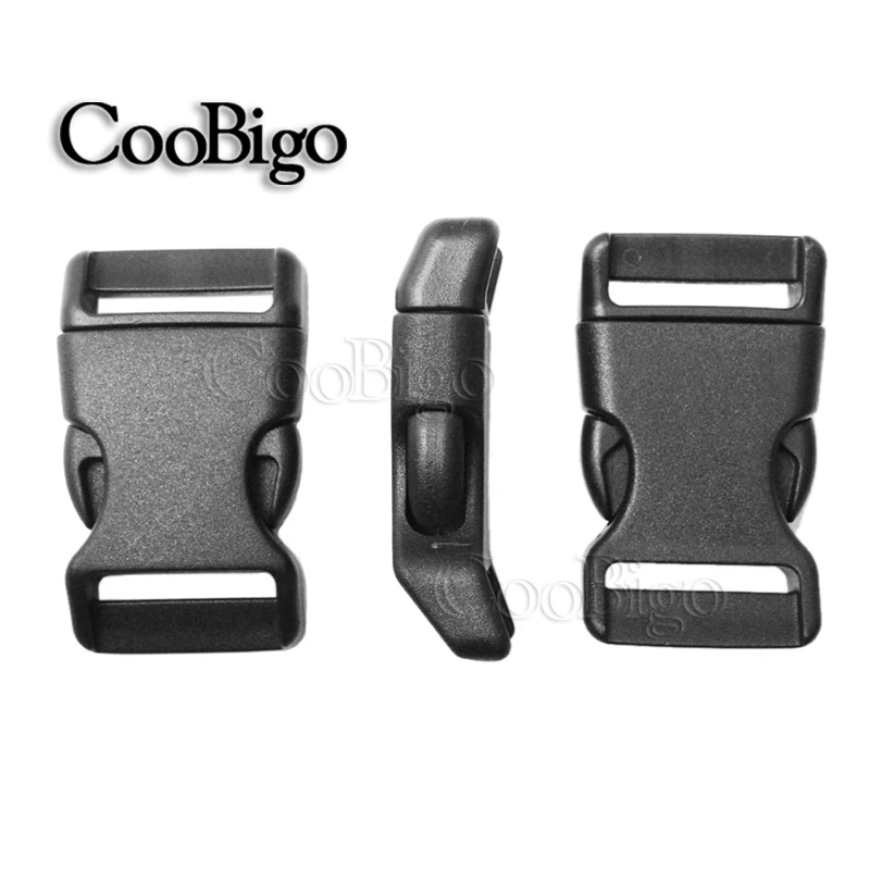 10 pcs Quick Side Release Buckle Clip for Paracord Bracelet Outdoor Backpack Bag Strap 10mm 15mm 20mm 25mm Plastic Black Curved