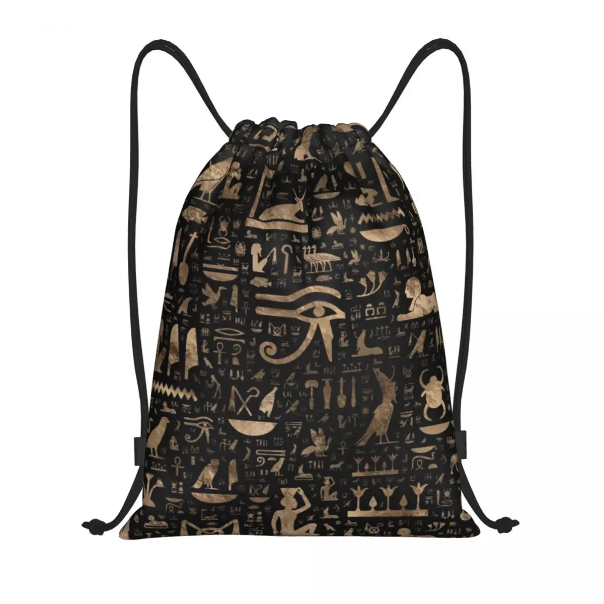 Custom Ancient Egyptian Hieroglyphs Drawstring Bags for Shopping Yoga Backpacks Men Women Egypt Culture Sports Gym Sackpack