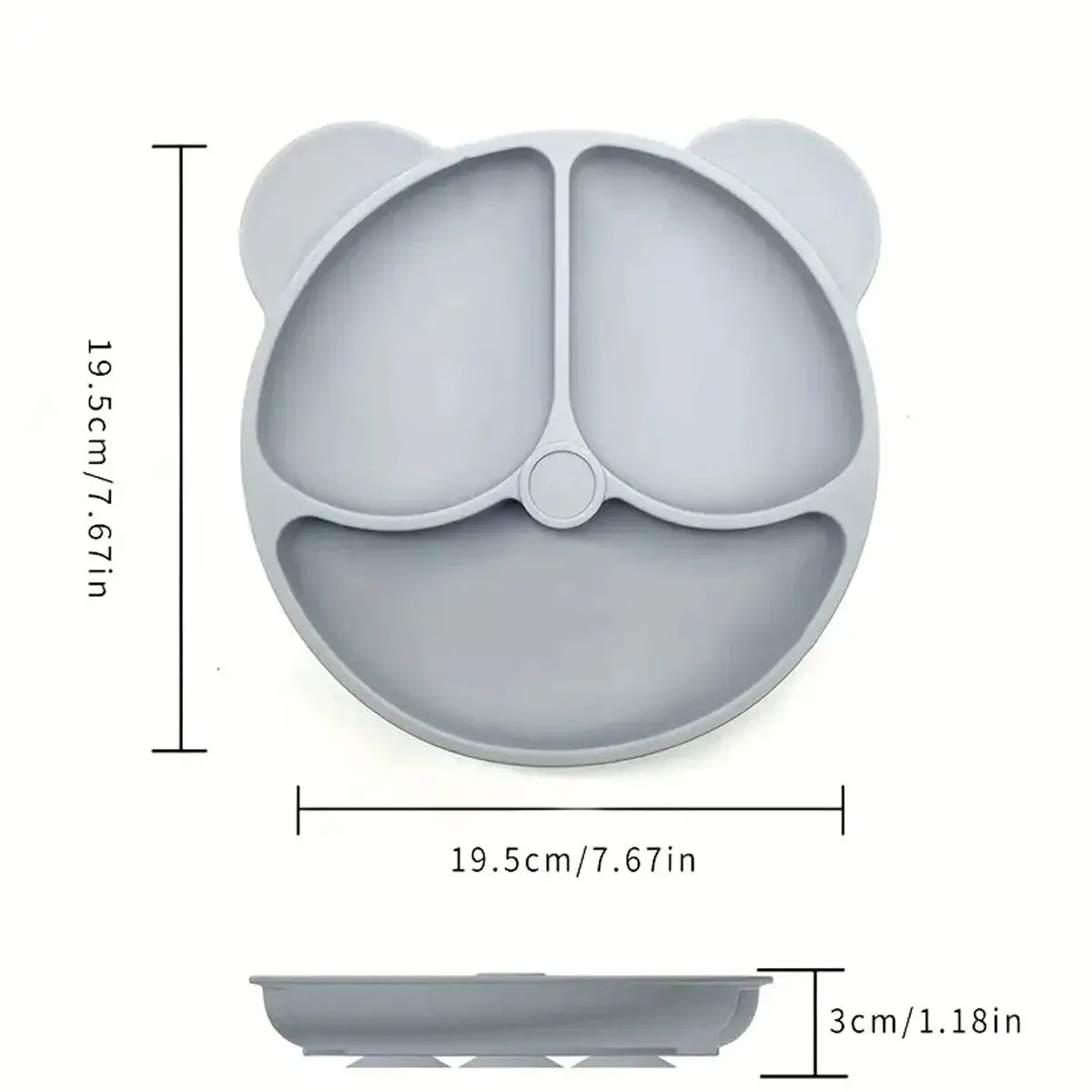 1pc 20x20x3cm Cute Bear Baby Food Supplement Tableware - Food Grade Silicone Suction Cup Dinner Plate Fall-proof Food Bowl