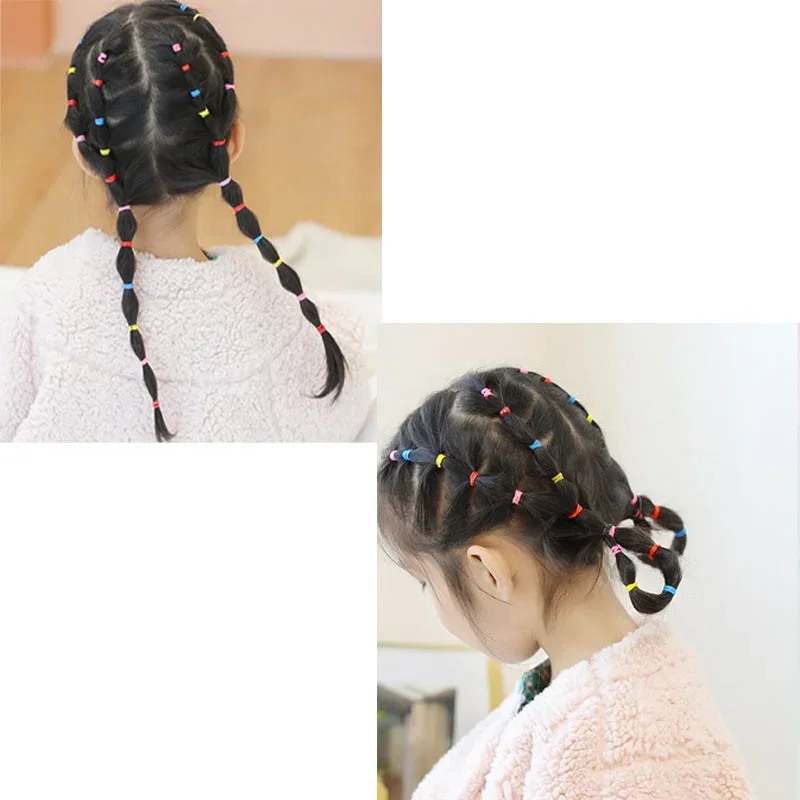 1000 PCS Disposable Rubber Hair Bands Hair Ties Assorted Sizes Hair Accessories for Women Girls Kids Elastic Ponytail Holders