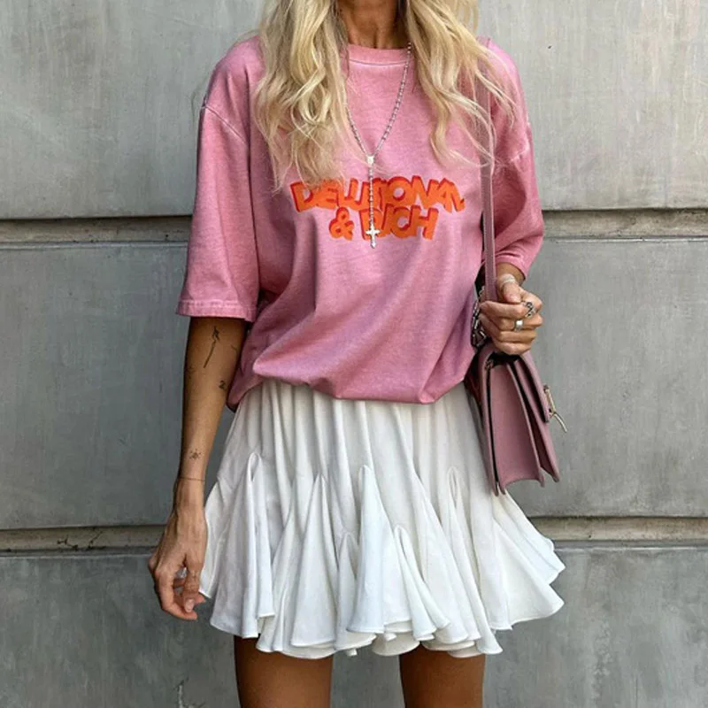 Women's Summer White Mini Skirt High Waist A-Line Vintage Ruffle Tennis Style Black Elastic Waist Cute Ruffle Short Skirts