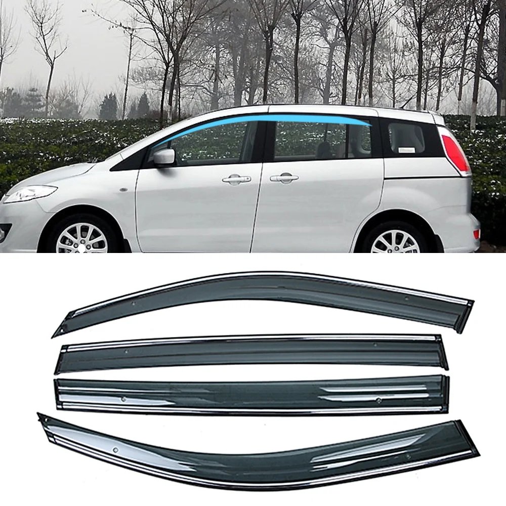 For MAZDA 5 Premacy 2005-2010 Car Window Sun Rain Shade Visors Shield Shelter Protector Cover Trim Frame Sticker Accessories