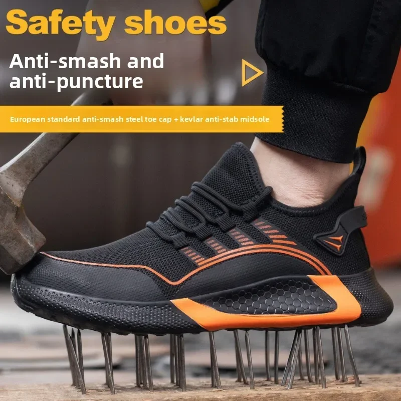 Men Women Safety Shoes Anti Smash Puncture Proof Breathable Lightweight Slip Resistant Work Boots Protective Footwear