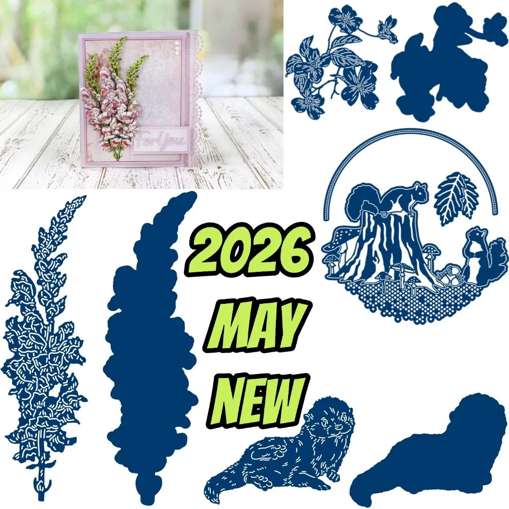 Новые вырубные трафареты Squirrel Fox Flower 2026 для скрапбукинга, декора дневников, тиснения, шаблон для открыток ручной работы