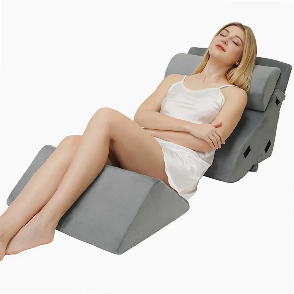 Piece Bed Wedge Pillow Set, Sleeping Wedge Pillow for Back, Neck and Leg Pain Relief, Comfortable and Adjustable