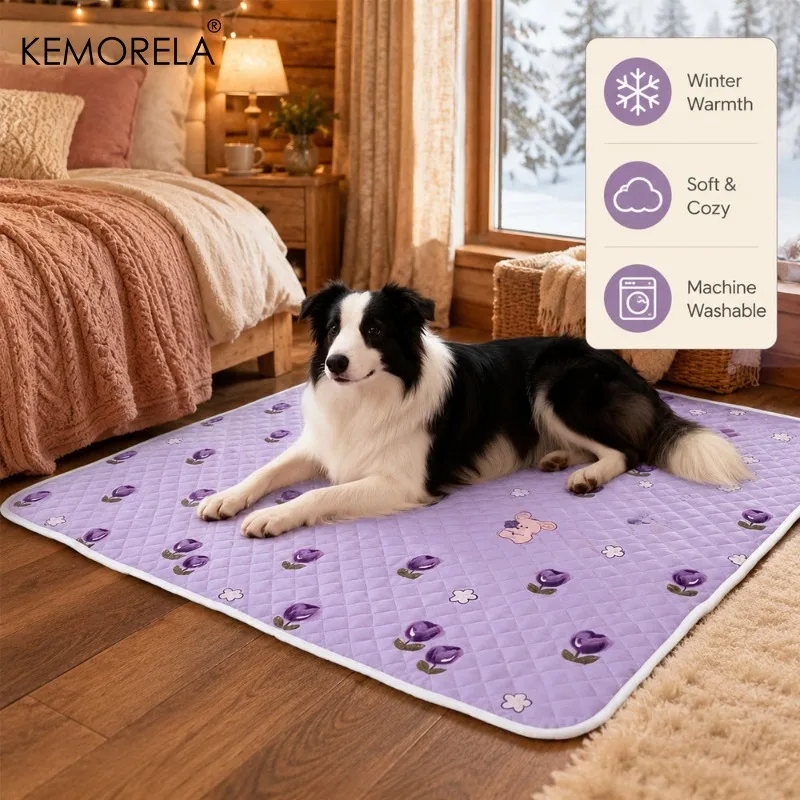 3PCS Washable Dog Pee Pads Purple Winter Warm Reusable Pet Training Mats Soft Cozy Puppy Bed Pads for Crate Floor Sofa Car Seat
