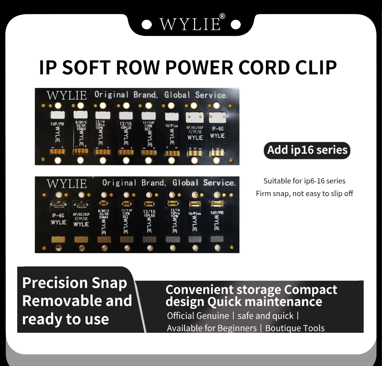 

Зажим WYLIE Soft Row для кабеля питания iPhone 6 - 16 Pro Max Plus Mini, инструмент для ремонта разъема материнской платы/аккумулятора, защелкивающийся