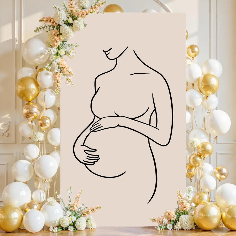 

Pregnant Portrait Baby Shower Square Backdrop Cover Gender Revelation Maternity Party Decor Spandex Photography Background
