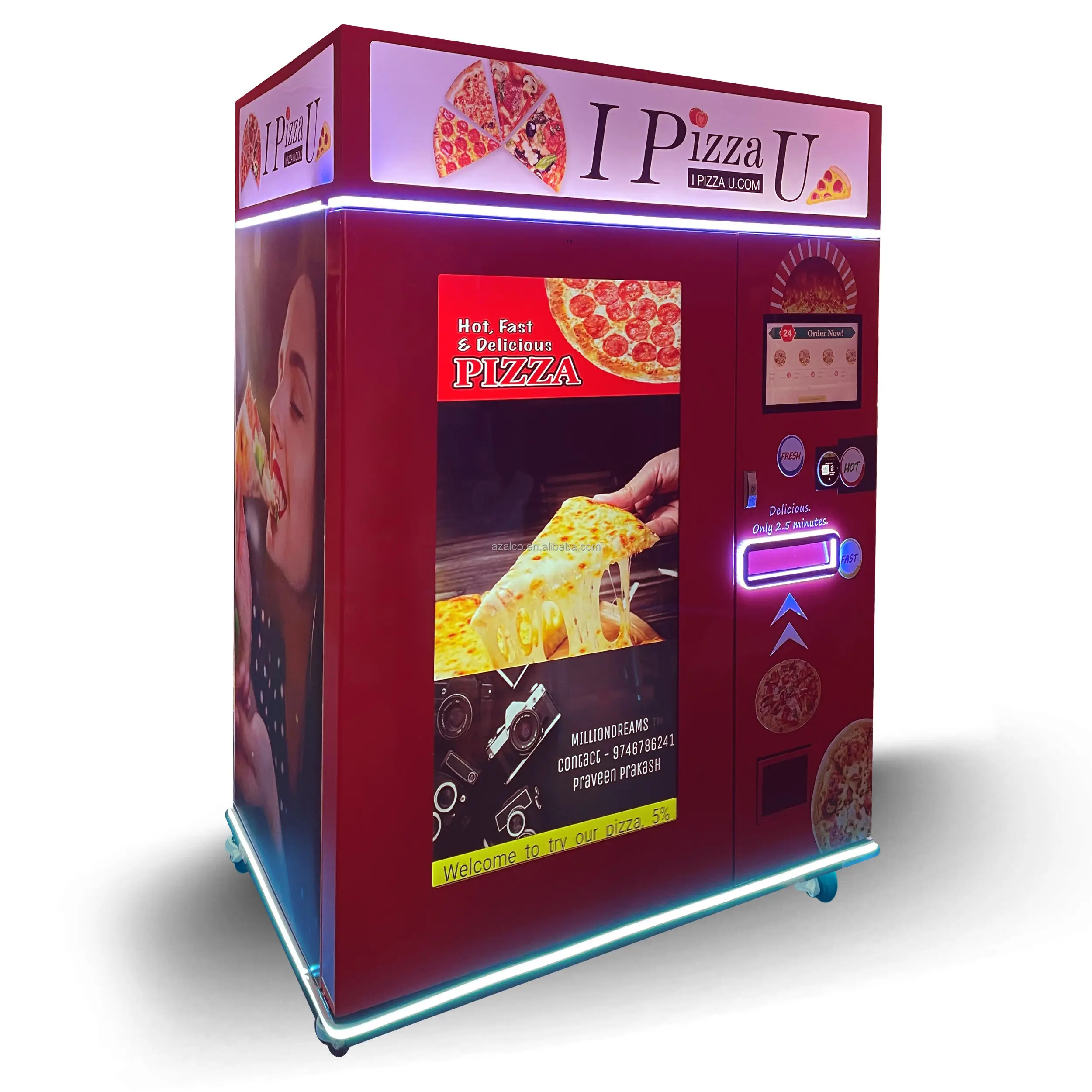 Customized 2026 Pizza Vending Machine Making Baked Fresh Frozen Pizza Card Reader Accessible Shopping Self-service Robot Fast 12