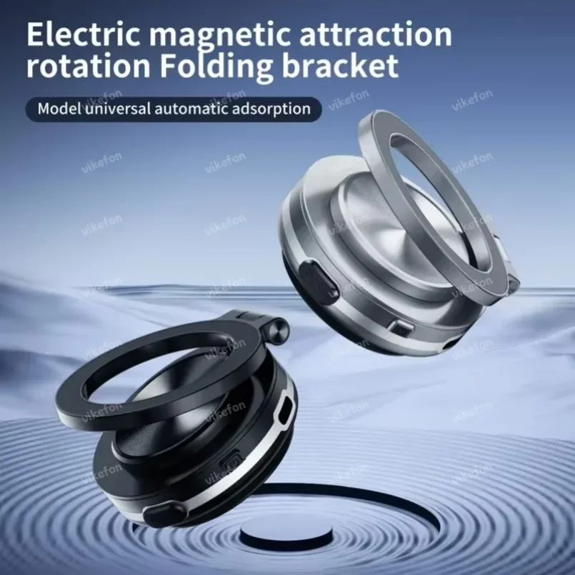 360 Rotation Car Phone Stand Vacuum Magnetic Suction Cup Holder For Magsafe iPhone 16 15 14 13 12 Electric Vacuum Folding Swivel image 4