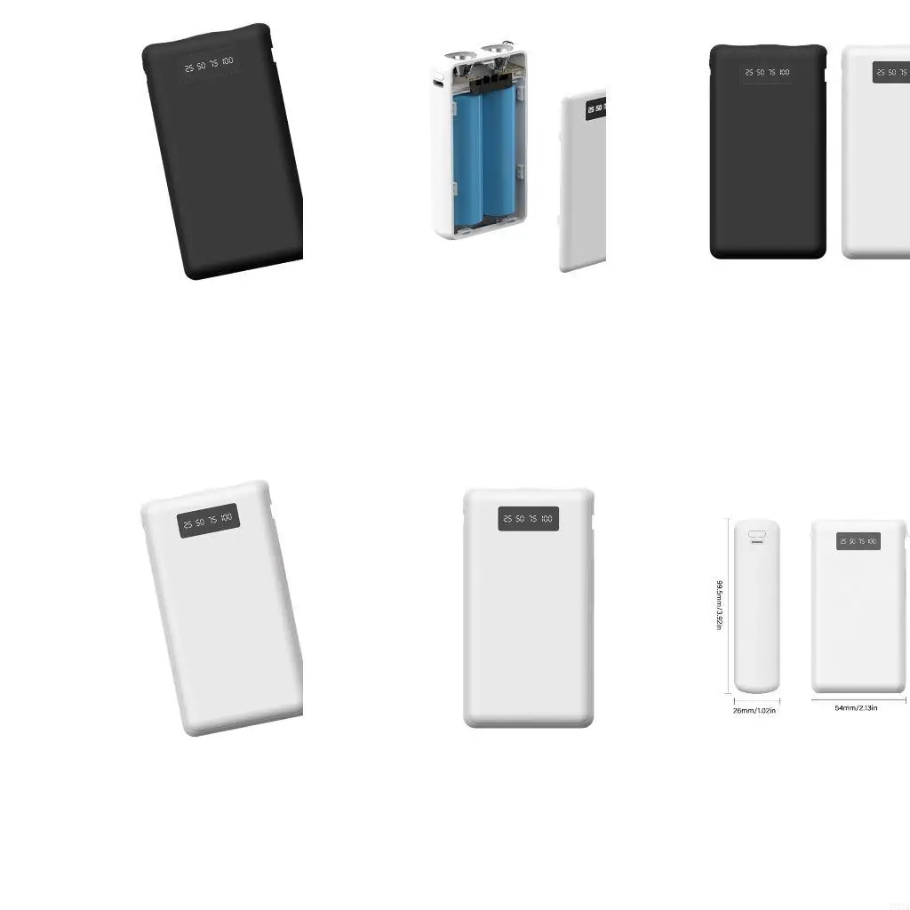 193A 2x21700 Portable Charging Case No Welding Required with Digital Battery Level ABS Power Banks Shell