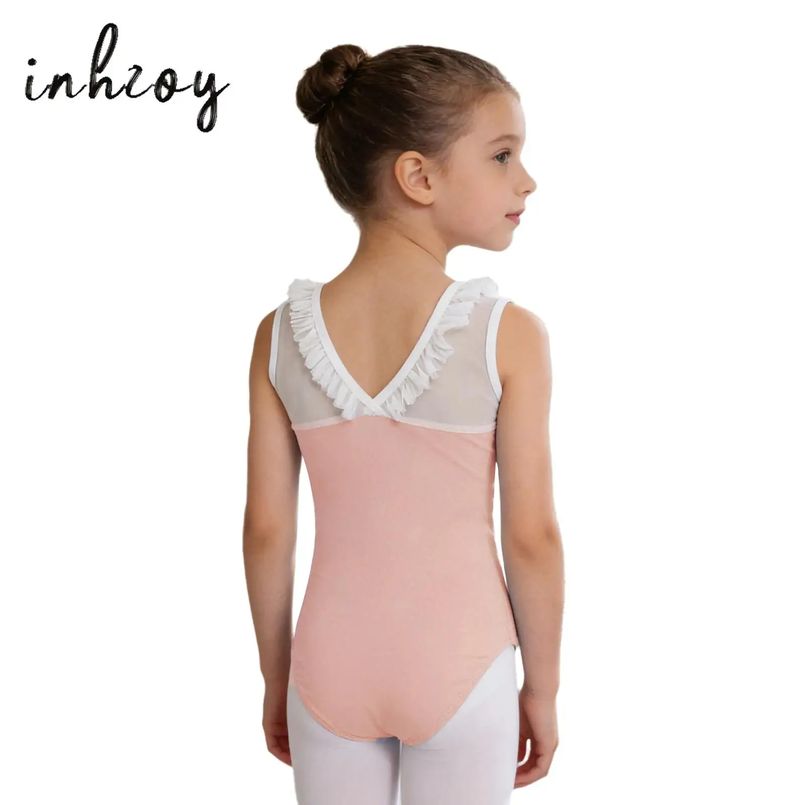 

Балетные купальники для девочек, танцевальные купальники-комбинезоны, безрукавные, с прозрачными сетчатыми вставками, для танцев, балета, гимнастики