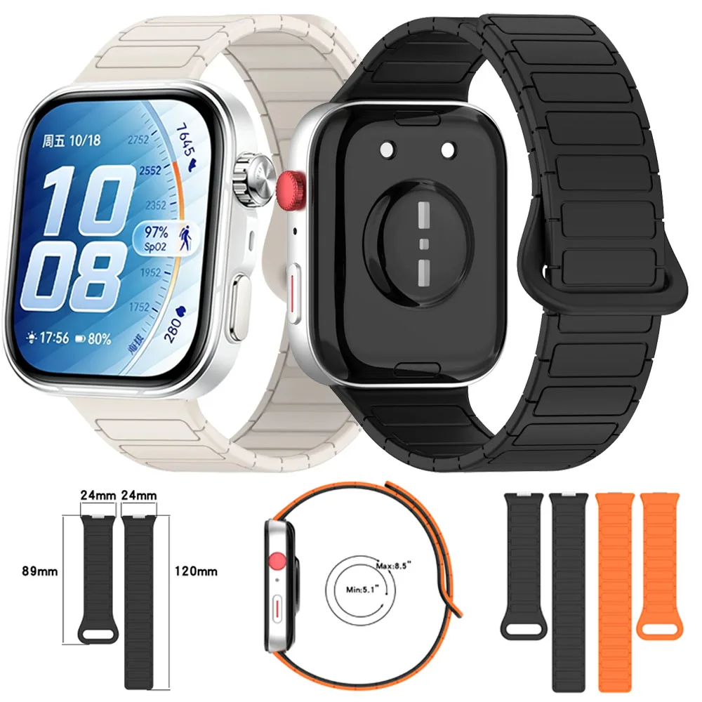 Sport-Silikonarmband für Huawei Watch Fit 5 5 Pro, magnetisches zweifarbiges, verstellbares Armband für Huawei Watch Fit 4-4Pro/3.