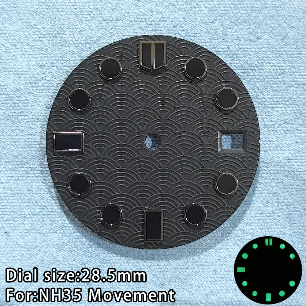 NH35 28.5MM Dial NH35 Sea Wave Fish Scale Pattern Dial NH35 Dial Accessories 28.5MM Single Calendar Dial 28.5MM NH35 Zifferblatt