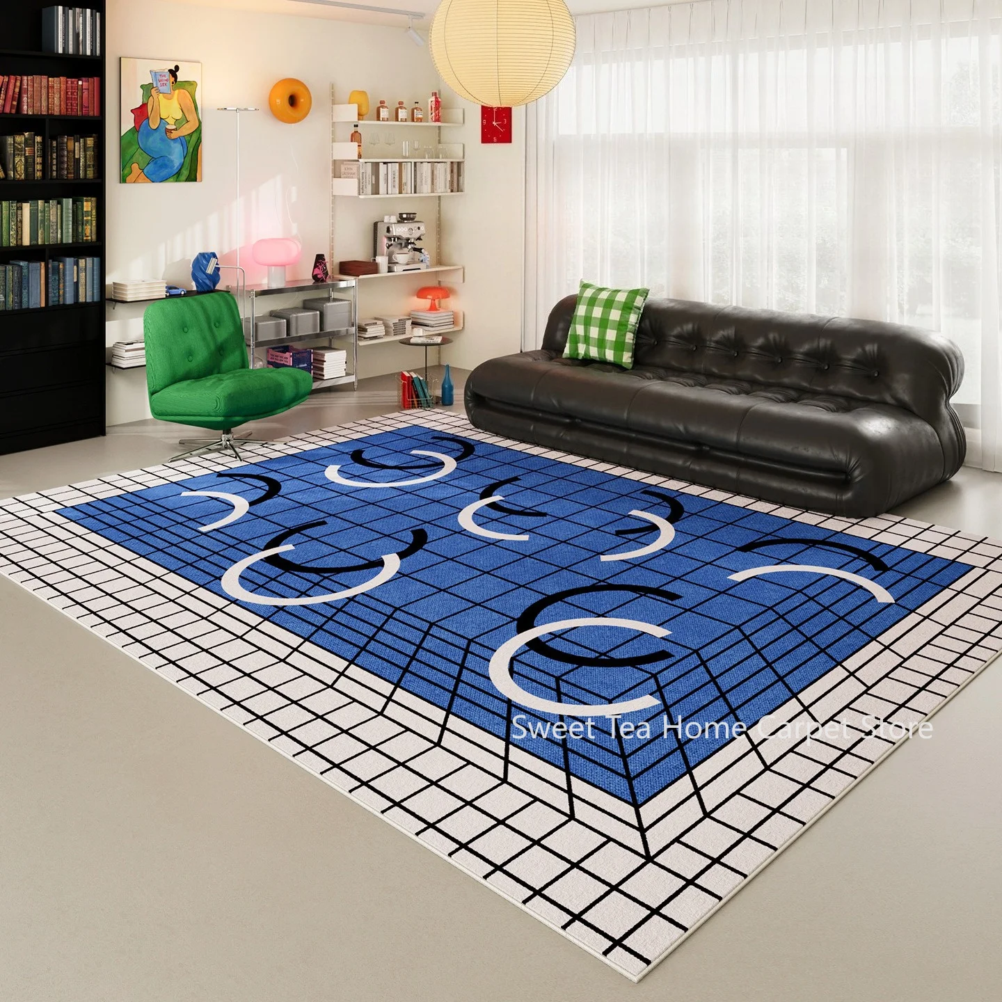 Premium Blue Living Room Sofa Modern Rug Antiskid Washable Bedroom Home Decor Mat Large Area Office Floor Carpet Customizable