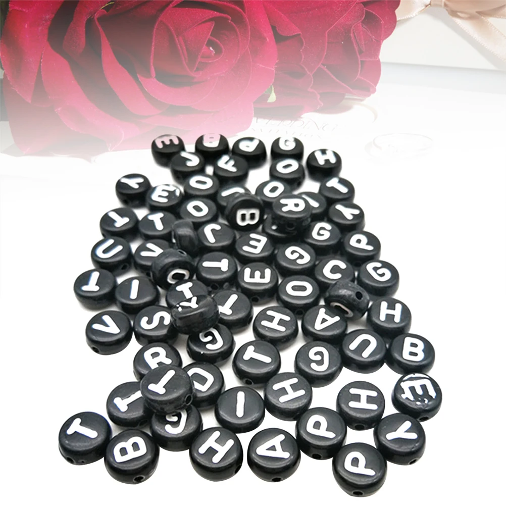 

260Pcs DIY Alphabet Beads Acrylic Letter Beads for Jewelry Making Bracelets Necklaces Crafts Key Chains Black White