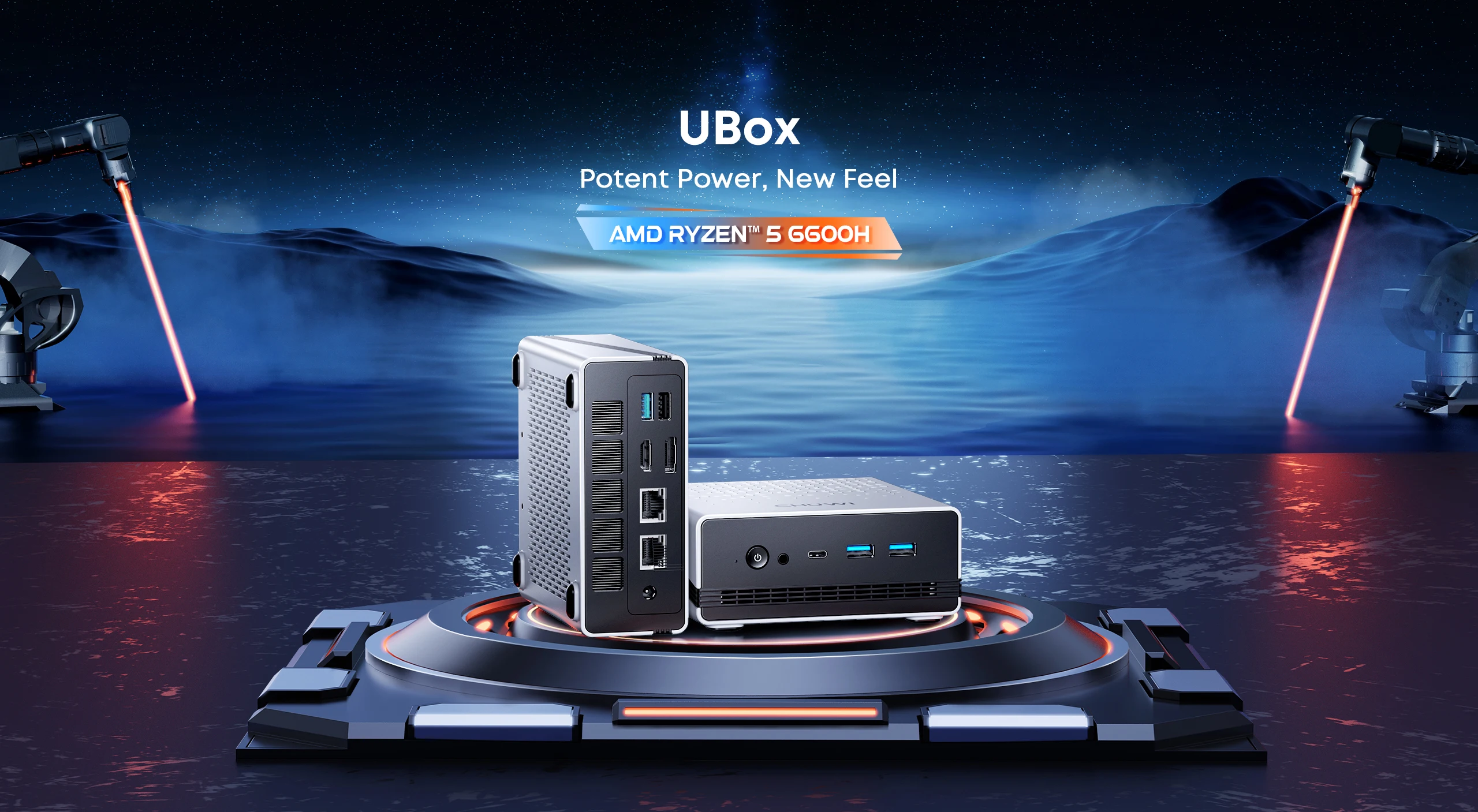 Chuwi Ubox Mini Pc Amd Ryzen 5 6600H 16Gb LPDDR5 512Gb Ssd Windows 11 Pro 4K 144Hz Decoding Wifi 6 Bt 5.2 Extend M.2 1t*2 650g