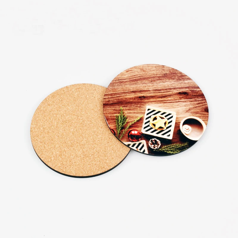 Free shipping 30pcs MDF Personalized Dia.95mm Round Shape Sublimation Coasters wood coaster blank with Cork