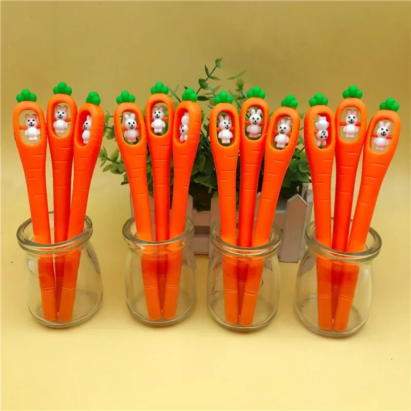 60 Pcs Creative Rotating Radish Rabbit Soft Rubber Erasable Gel Pen Creative Student Friction Easy Erasable Neutral Pen