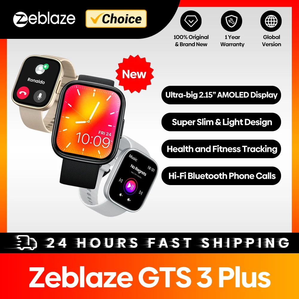 New Zeblaze GTS 3 Plus Ultra 2.15‘‘ AMOLED Screen Voice Calling Smart Watch Health and Fitness Tracking Smartwatch for Men Women