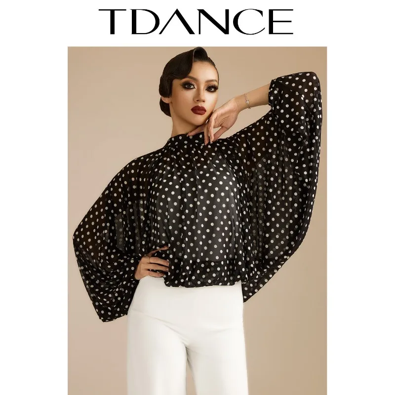 

Customized TDANCE Modern Dance Top Practice Dress [Polka Dot Over Cover] Design Sense Women's Class Loose and Versatile JM-325