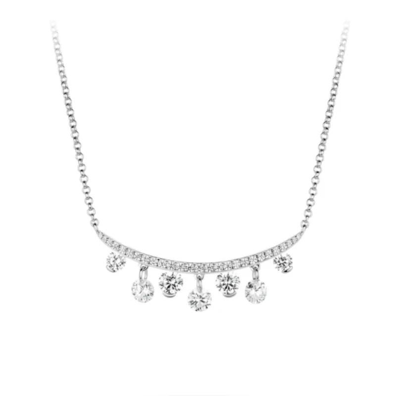 

Bellux pendant chain 925 silver synthetic zircon water ice moon white full diamond smile agile fashion necklace
