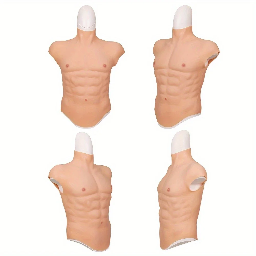 

Silicone Muscle Vest Simulation Men's Chest Muscle Top Realistic Skin and Touch Unisex Muscle Vest Halloween Dress Up Man
