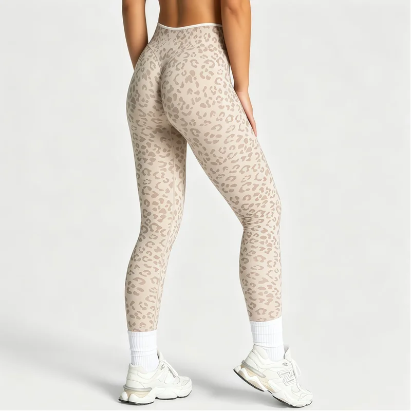 HISTELLO Gym Leggings Leopard Print Women Yoga Clothing High Waist Yoga Running Workout Tights Fitness Sports Seamless Leggings