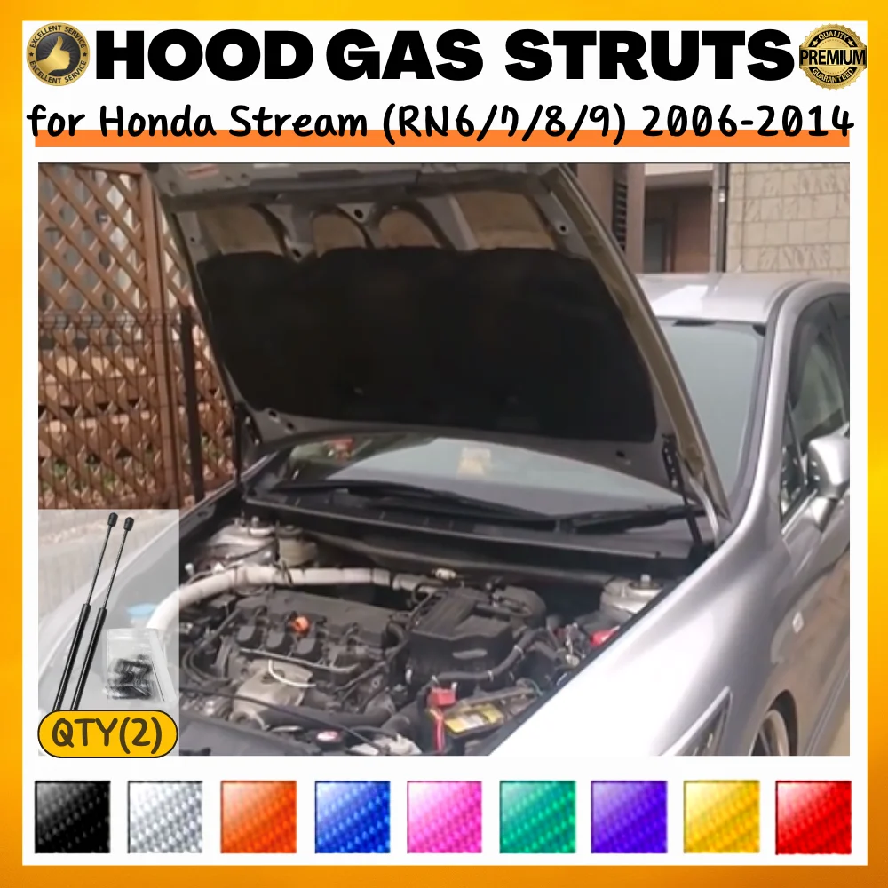 

Qty(2) Стойки капота для Honda Stream (RN6/7/8/9) 2006-2014, модификация переднего капота, газовые пружины, амортизаторы, подъемные опоры, демпферы