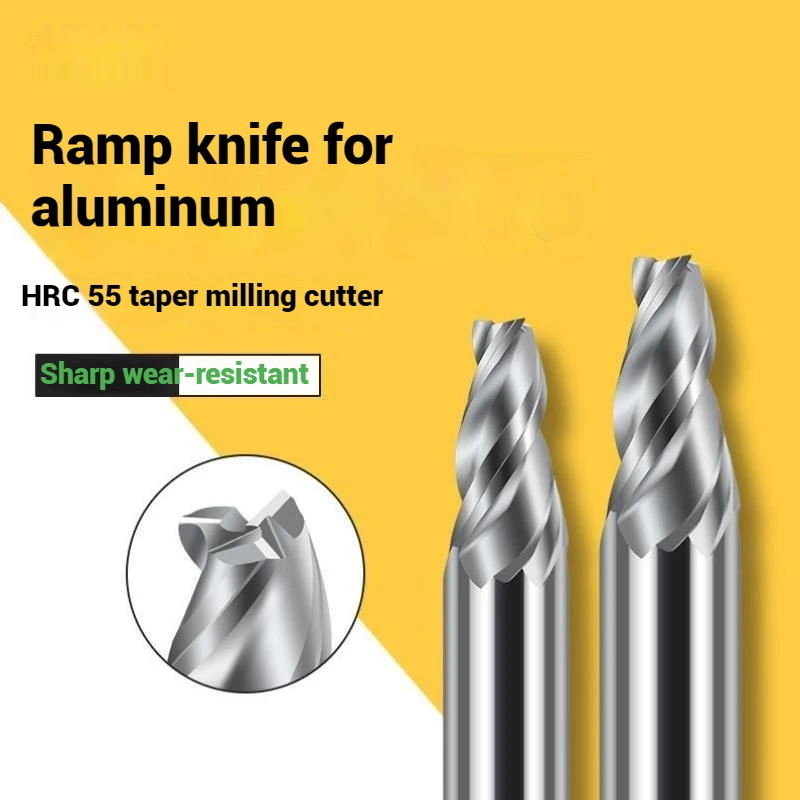 Tapered End Mill Carbide 0.5° 1 1.5 2 3 5 Degrees Tungsten Steel Milling Cutter Oblique Angle Taper Router Bits Metal CNC Tools