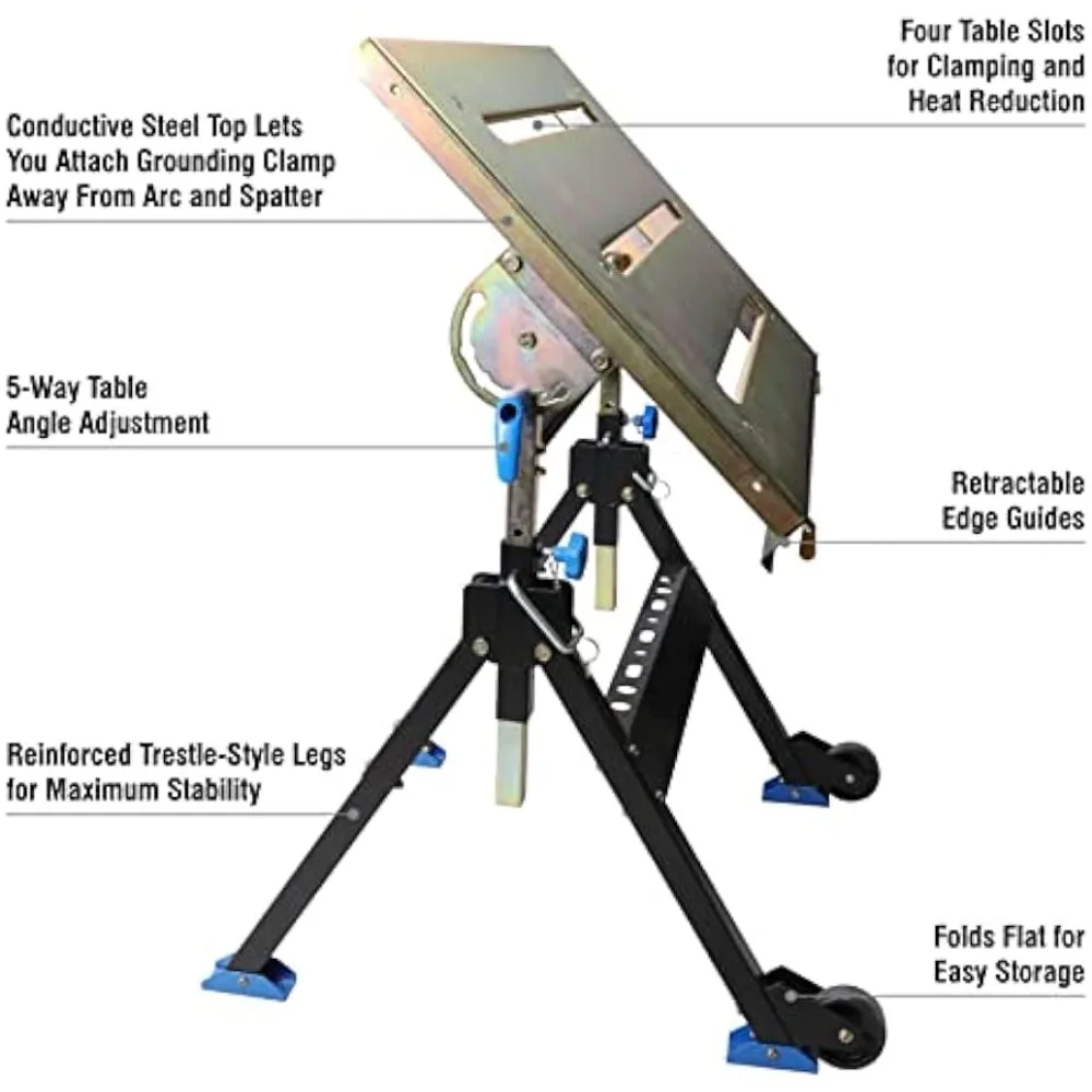 Olympia Tools Adjustable Welding Table with Wheels Portable Steel Stand Workbench 30 in. x 20 in.Rugged, Flexible And Versatile