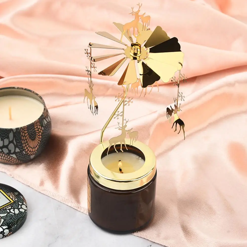 Romantisches Valentinstag-Geschenk Rotierender Engel/Rose/Weihnachtsschneeflocke Kerzenständer Teelichthalter für Heim- und Partydekoration