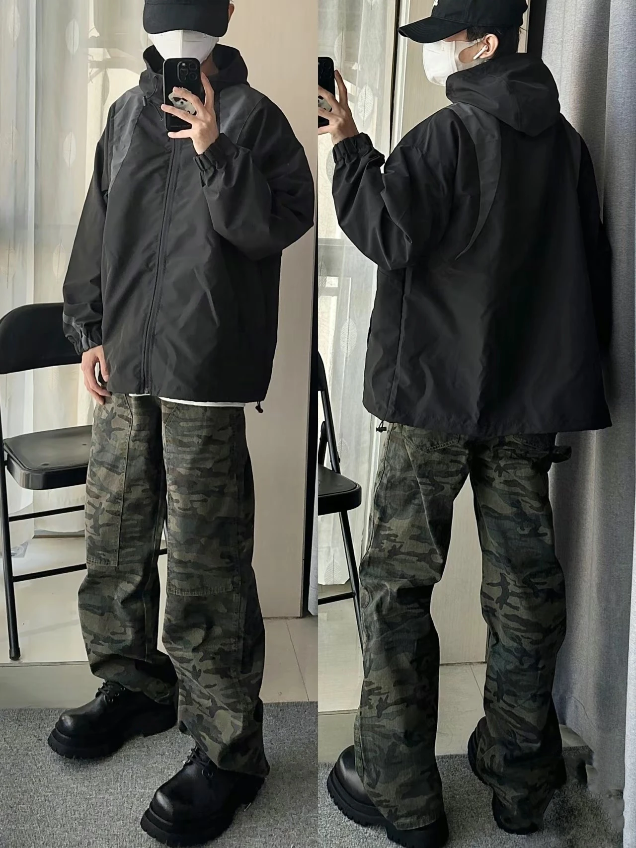 

American High Street Camouflage Workwear Jeans Men's Spring New Loose Slimming Retro Straight Leg Wide Leg Long Pants