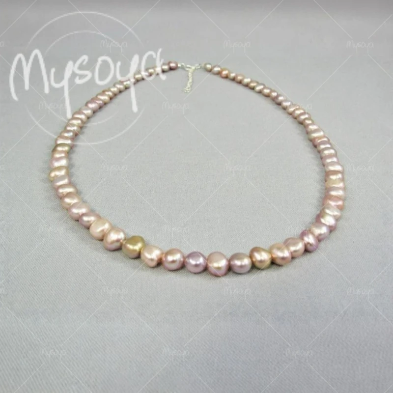 

MYSOYA 6-7mm Pink Baroque Pearl Necklace, Perfect for Birthday/Anniversary/Wedding/Mother's Day/Father's Day Gift A0696