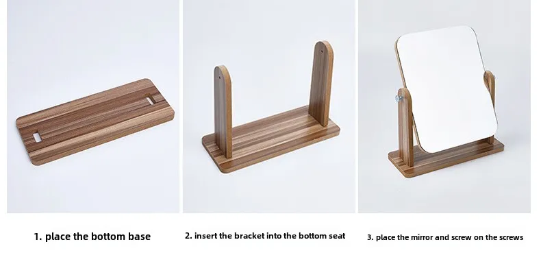 Criativo de madeira hd espelho de maquiagem elegante e minimalista dobrável desktop beleza espelho de vaidade casa decoração do quarto espelho de vaidade