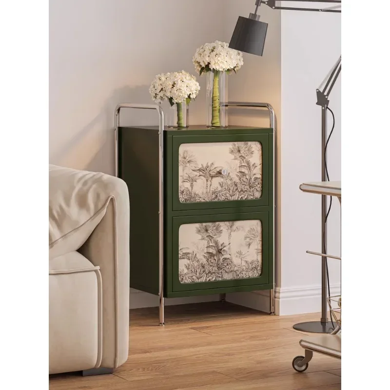 Simple solid wood flower bedside table, artistic style bedside