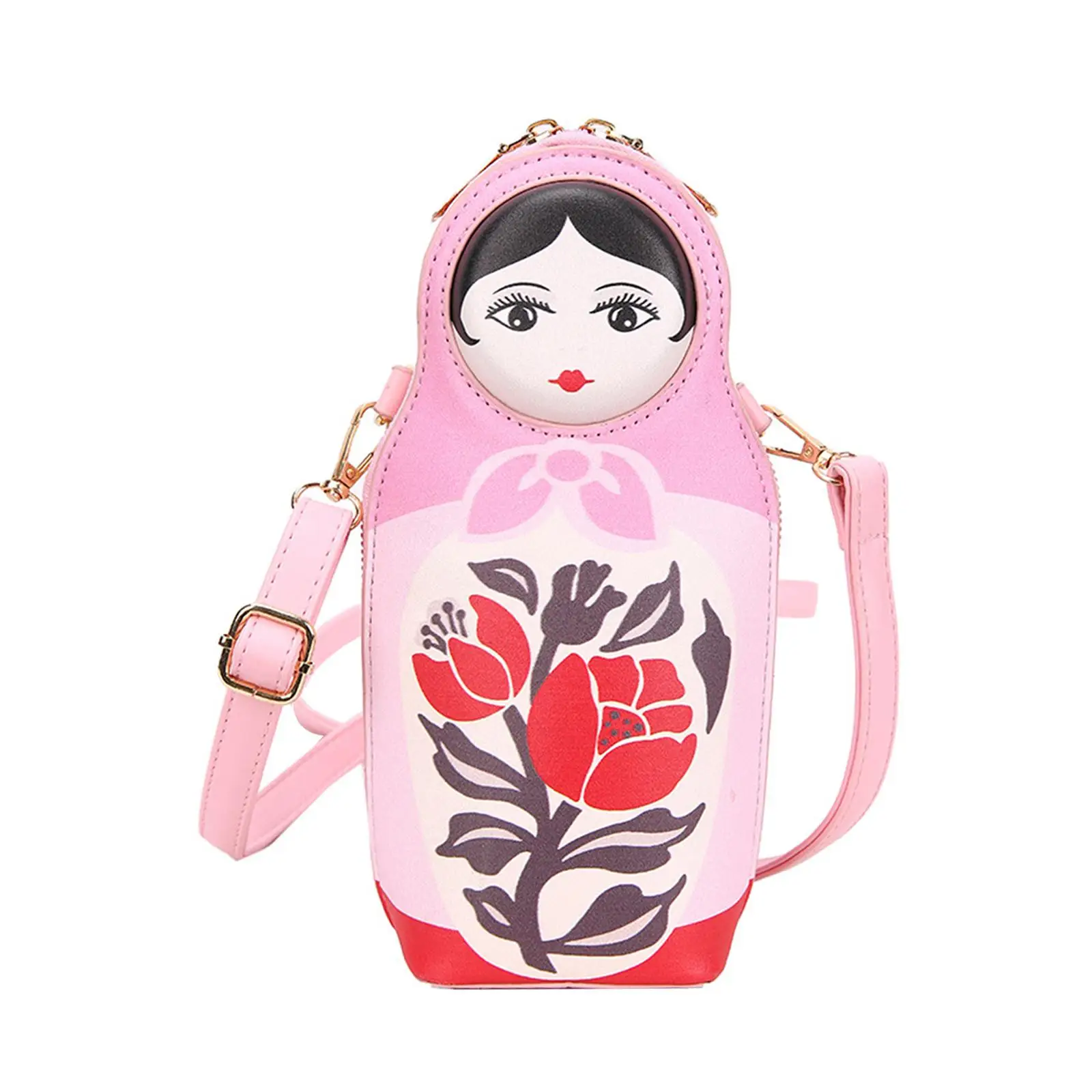 Nesting Doll Crossbody Bag Casual Shoulder Bag Portable Shoulder Bag Handbag for Climbing Camping Gym Workout Traveling
