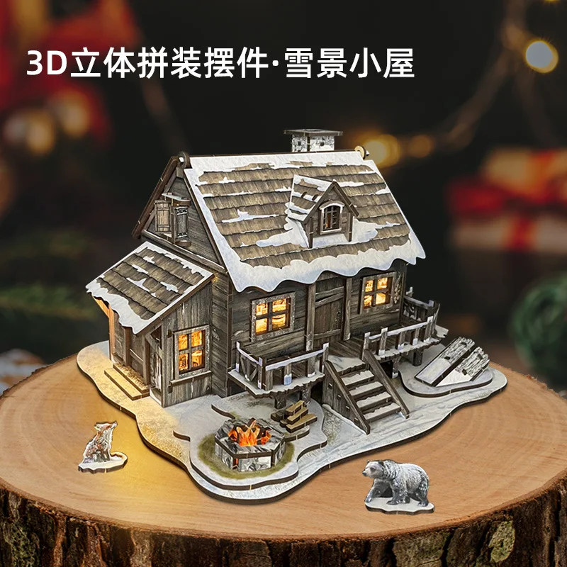 

3D Rural Architecture Street Christmas Snow Scenery Decor Display Puzzle Model Toys Craft Project Educational Kid Christmas Gift
