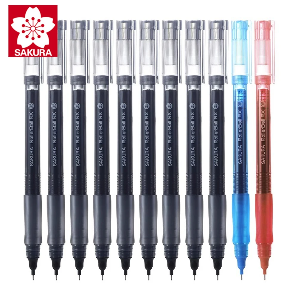 

3 шт., японские прямые жидкие гелевые ручки SAKURA, 0,5 мм, черная, красная, синяя ручка для подписи, быстросохнущая ручка для письма, канцелярские товары, офисные принадлежности