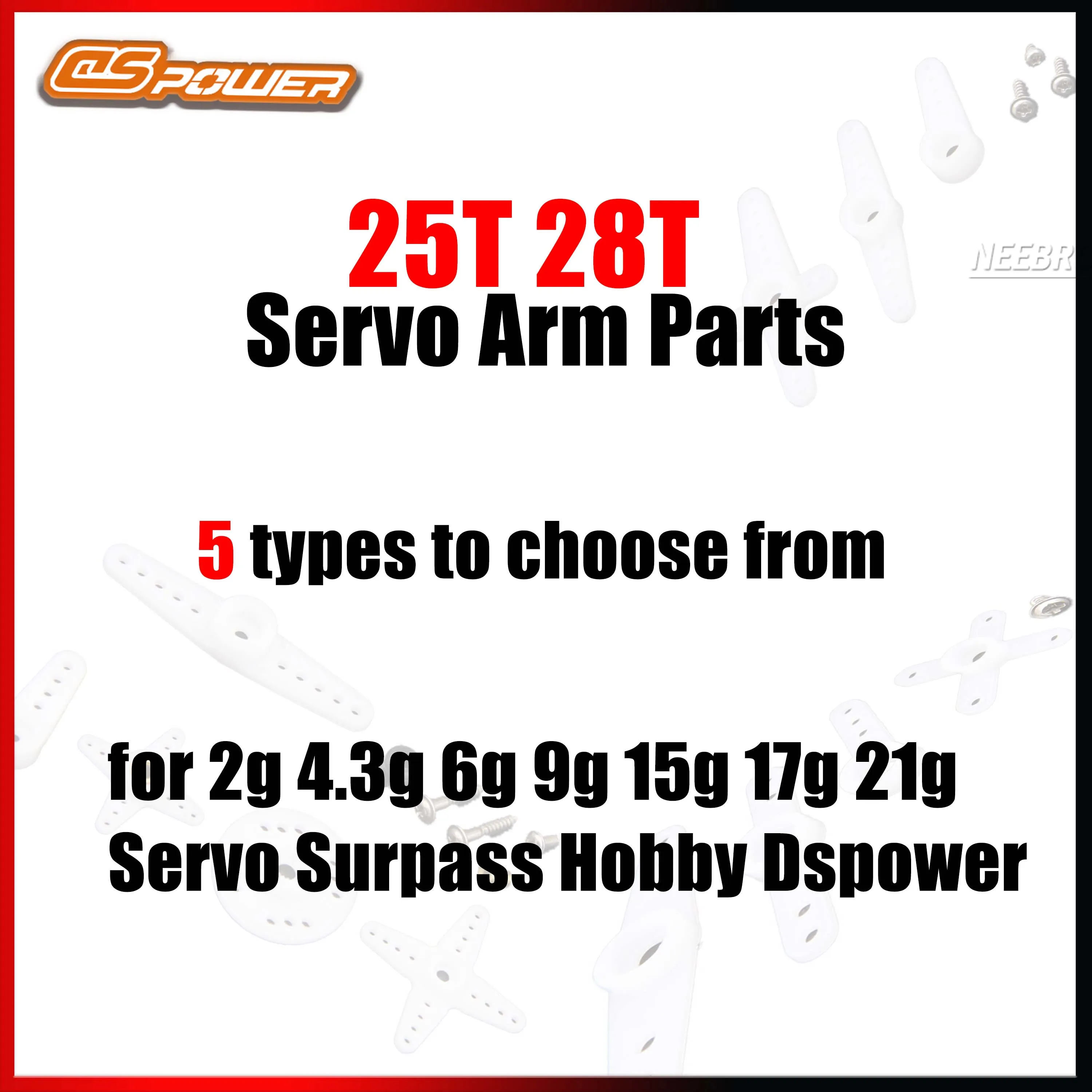 

25T 28T Double Head round Type Servo Arm Set Steering Arm Accessories for 2g-21g Servos Compatible with Surpass Hobby DSPower