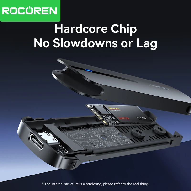 Rocoren M2 SSD Case M.2 NVMe SSD Enclosure Adapter 10Gbps USB 3.1 Gen2 USB C External Enclosure Supports M and B&M Keys