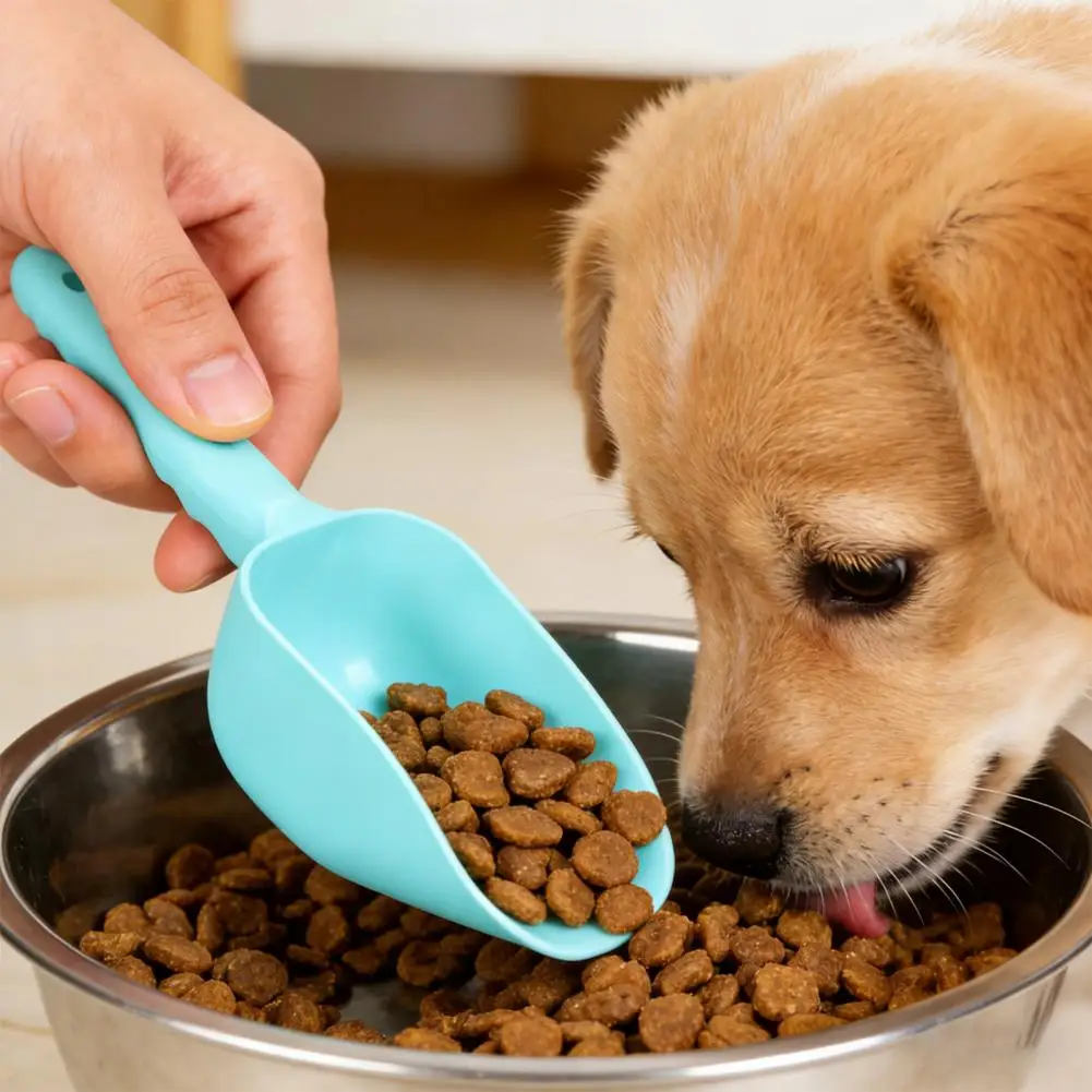 Pet Food Measuring Scoop Plastic Dog Food Scoop with Anti-slip Handle Hanging Hole Pet Treat Scoop Easy to Clean Cat Feeding