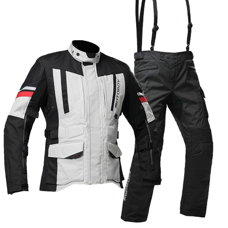 

Men Motorcycle Jacket Windproof Motocross Jacket Four Seasons Anti-fall Waterproof+Cold-proof Liner Motorcycle Rally Suit