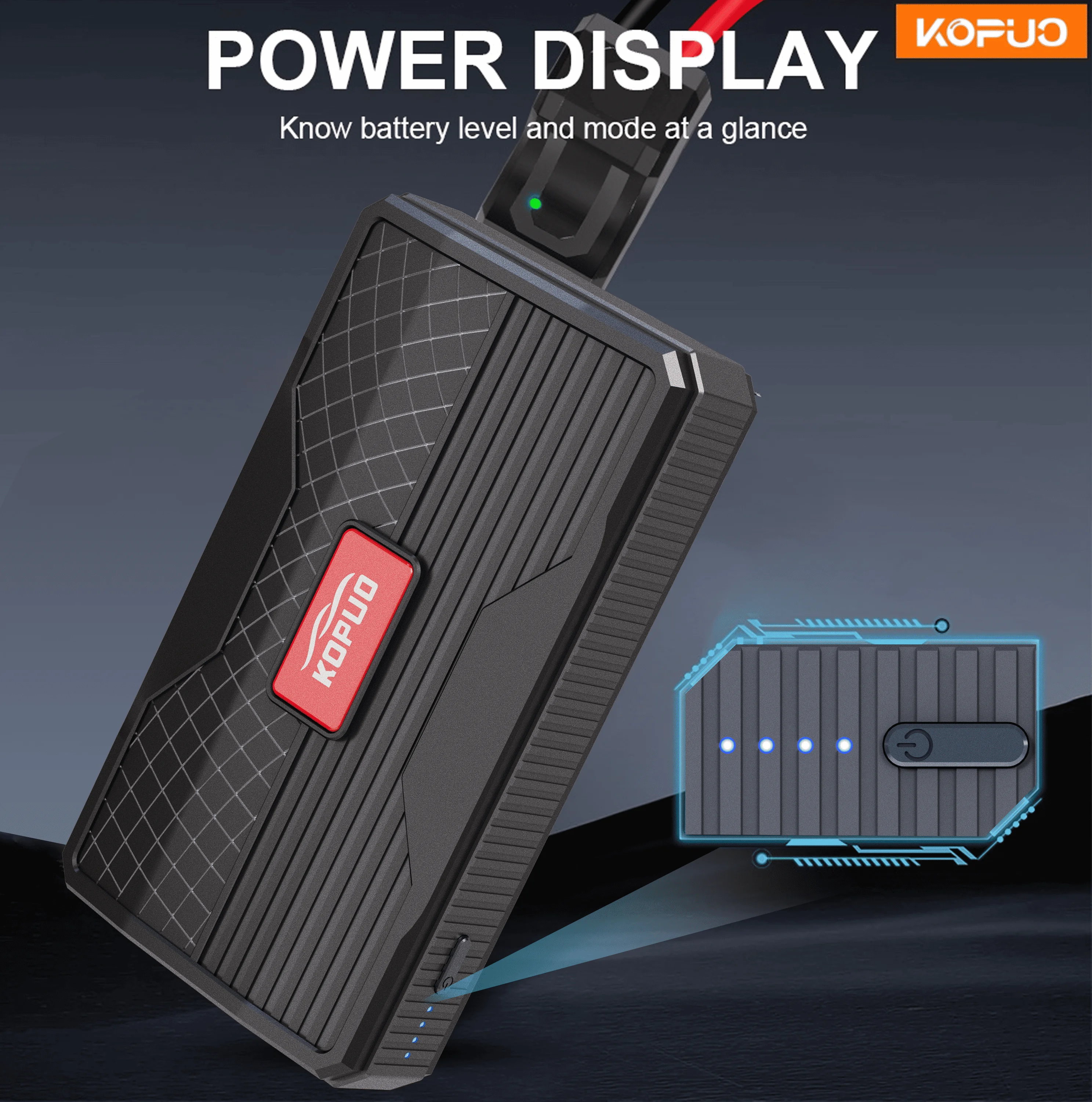 KOPUO سيارة الانتقال كاتب 600A 12 فولت بنك الطاقة المحمولة للبطارية الميتة بداية سريعة لمركبات الديزل البنزين