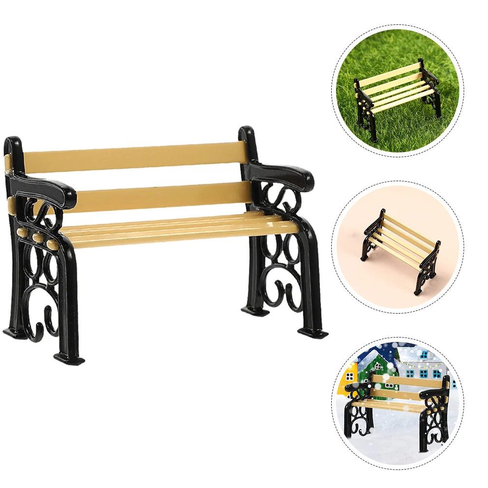 2 Pcs Dollhouse Stool Miniature Chair Garden Models Furniture Decoration Accessories Street Light