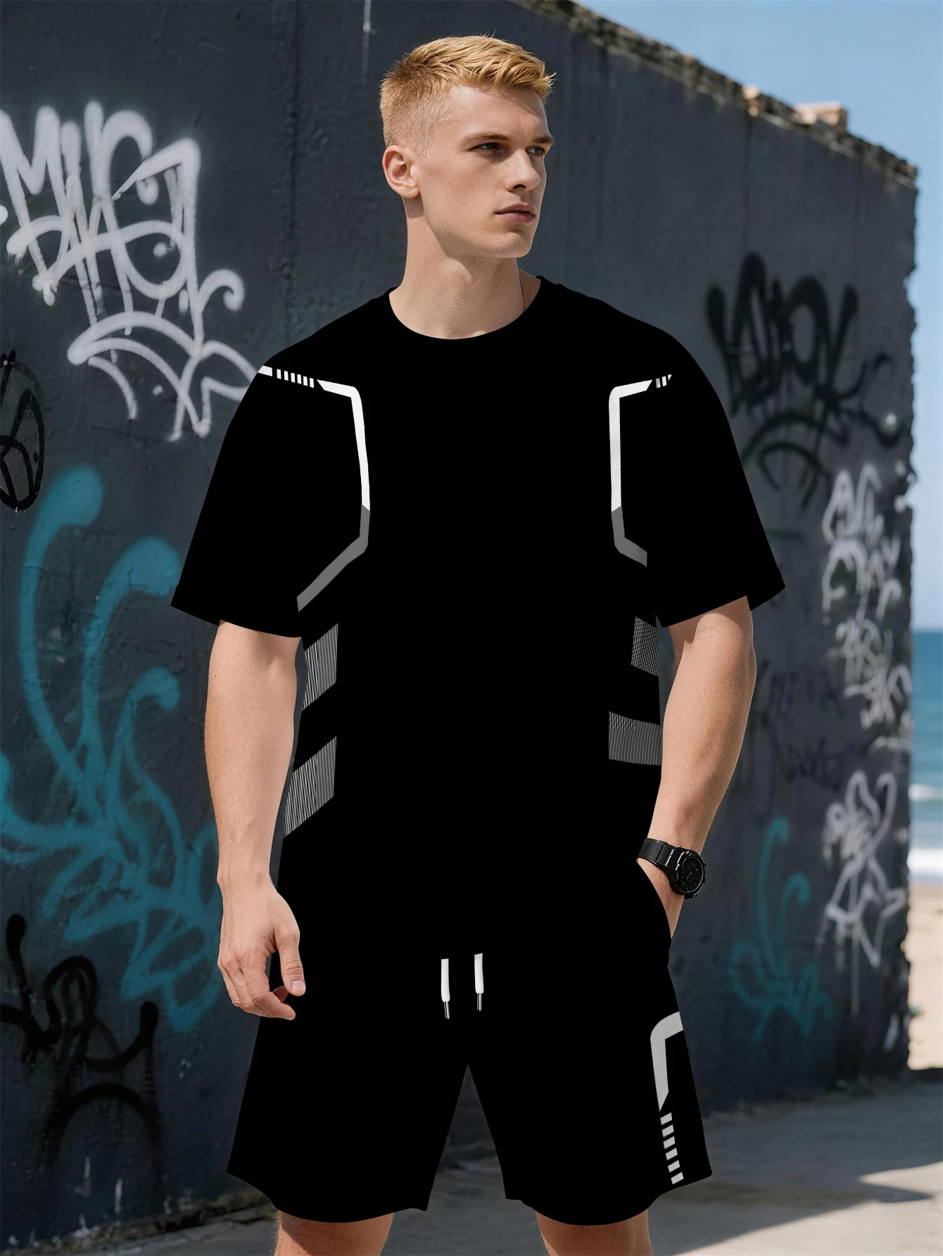 

2026 Summer Men's Suit with 3D Printed Pattern Breathable Lightweight Comfortable Fashionable and Outdoor Style Men's Clothing